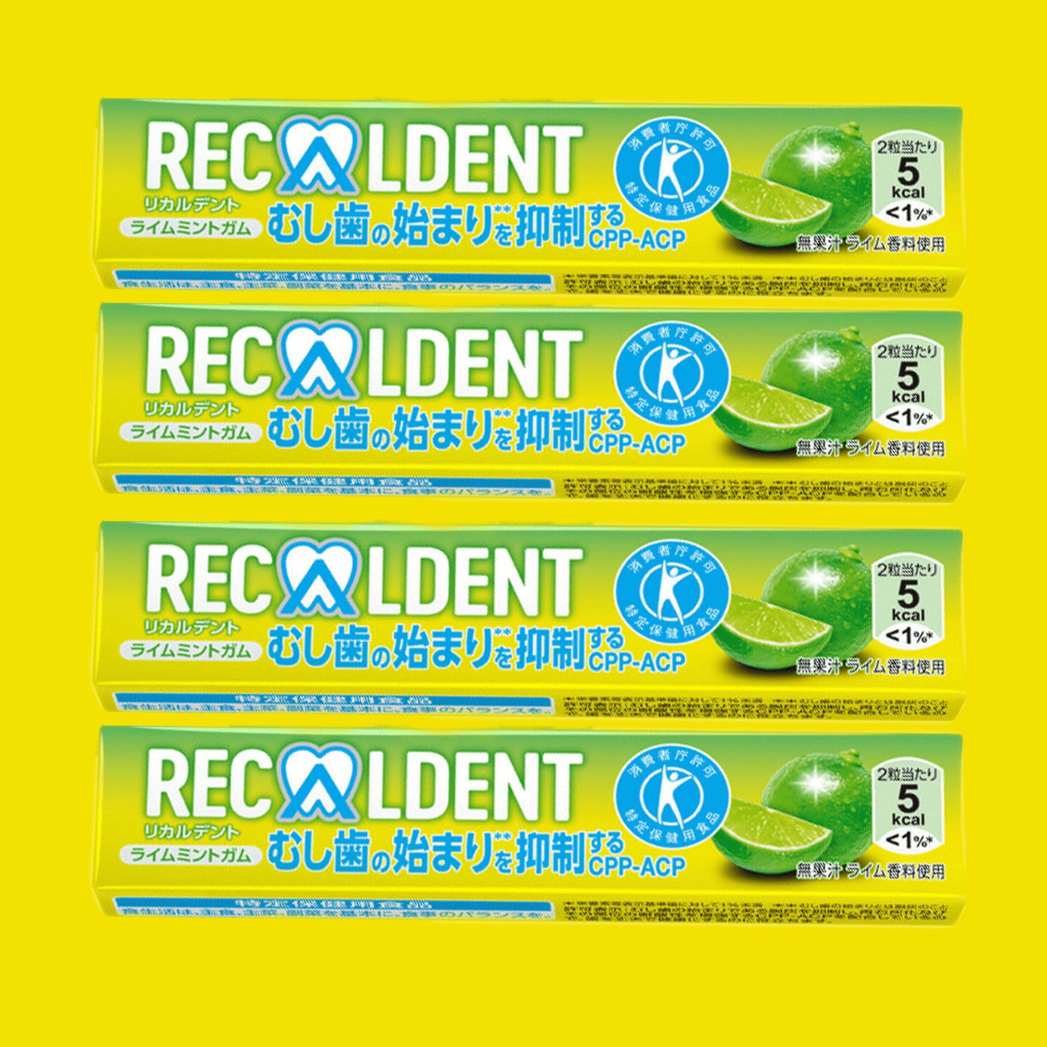 Recaldent Gum - 4 Sticks Lime/Mint